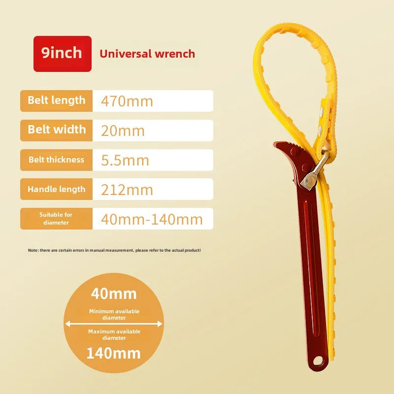 Adjustable Strap Opener Chain Oil Filter Belt Wrench Puller Spanner Cartridge Disassembly Repair Tool Motorcycle Car Accessories