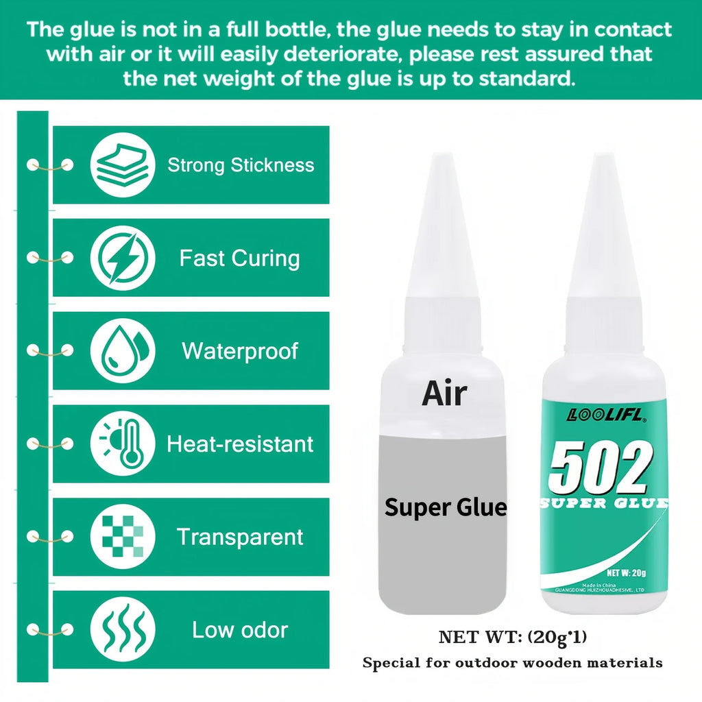 Strong Adhesive, Welding Glue, 502 Glue, Quick-Drying in Three Seconds, Transparent Office Glue, Fast-Drying, Strong, Suitable for Various Material Surfaces: Plastic, Glass, Acrylic, Metal