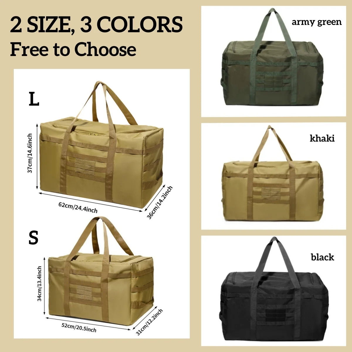 Luggage Duffel Bag Camping Storage Tactical Large Bags Camping Hiking Travel Mountaineering Trip Utility Gym Weekend Dufflel Bag