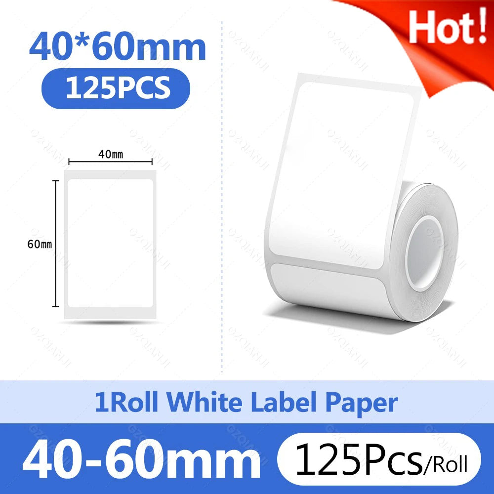Niimbot B1 White Sticker Waterproof Paper Adhesive Nail Label Anti-Oil For B21 B31 Mini Portable Thermal Printer Tape More Size