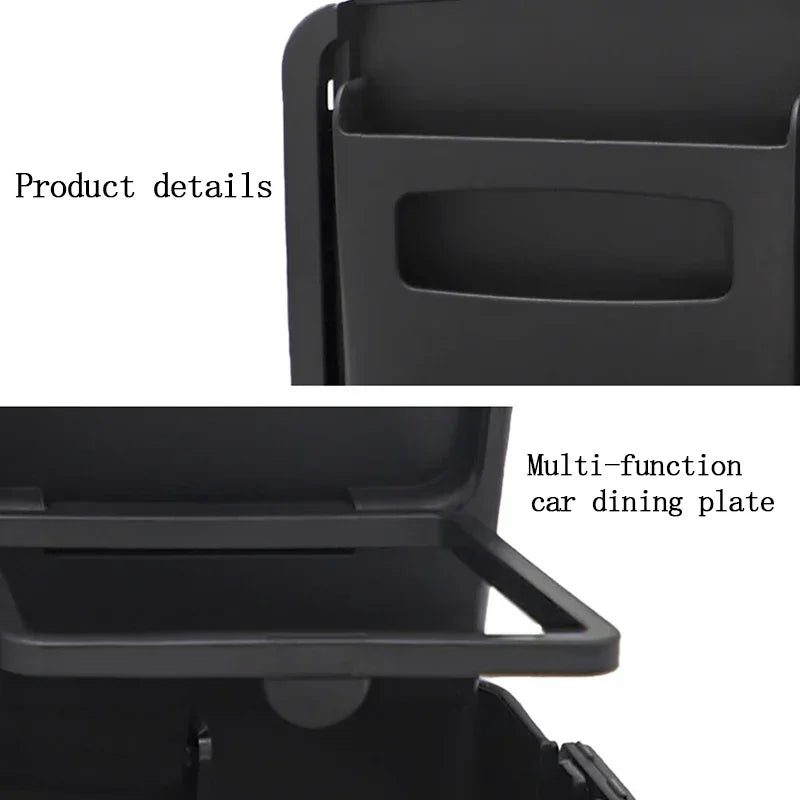 Car Back Seat Foldable Dining Table - Large Capacity Vehicle Food Tray with Cup Holders Thickened Material Stable Auto Accessory