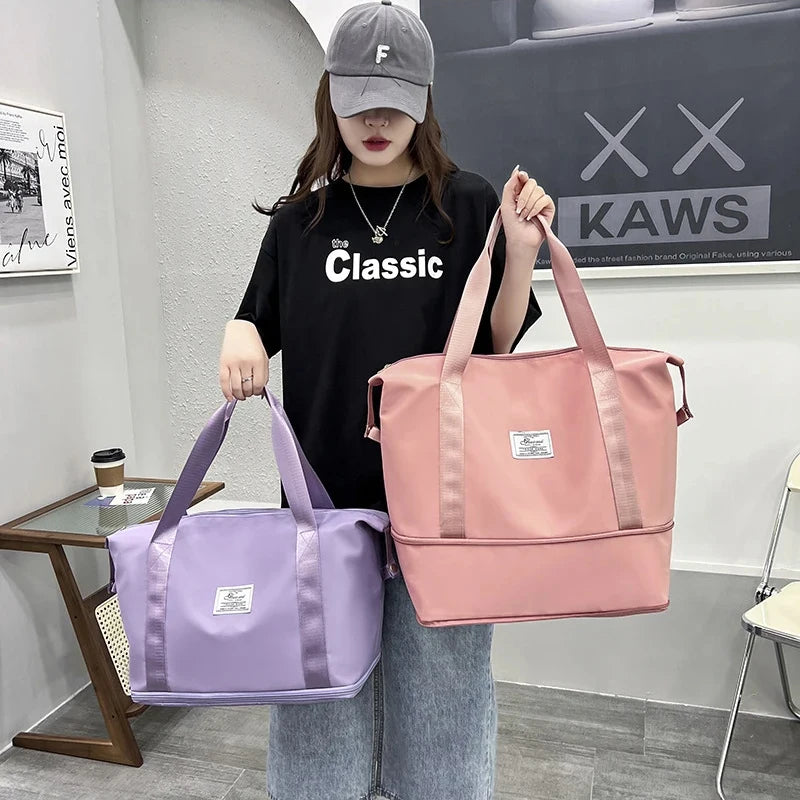 Foldable expandable travel bag, large capacity waterproof luggage bag, tote bag, travel luggage bag suitable for weekend camping