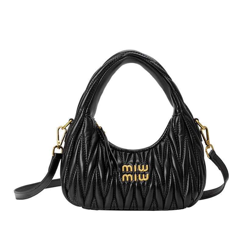 2026 New Wrinkle Wrist Crescent Bag, Niche Light Luxury Underarm Bag, High-End Bowling Bag