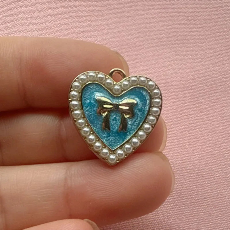 10pcs Small Fragrant Wind Love Peach Heart Butterfly Knot DIY Jewelry Accessories Alloy Pendant Bag Decoration Pendant Accessori