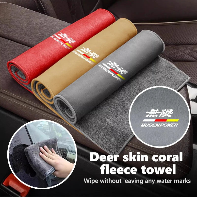 For Honda Microfiber Towel Car Drying Towel Auto Plush Wash Towel Car Cleaning Mugen Vezel Accord Fit City Legend CRV Insight