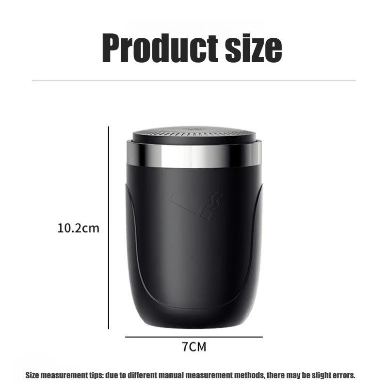 LED Portable Ashtray Cup Portable Car Ashtray with Lid Smell Proof Alloy Inner Liner Fireproof Shell One Touch Open for Auto