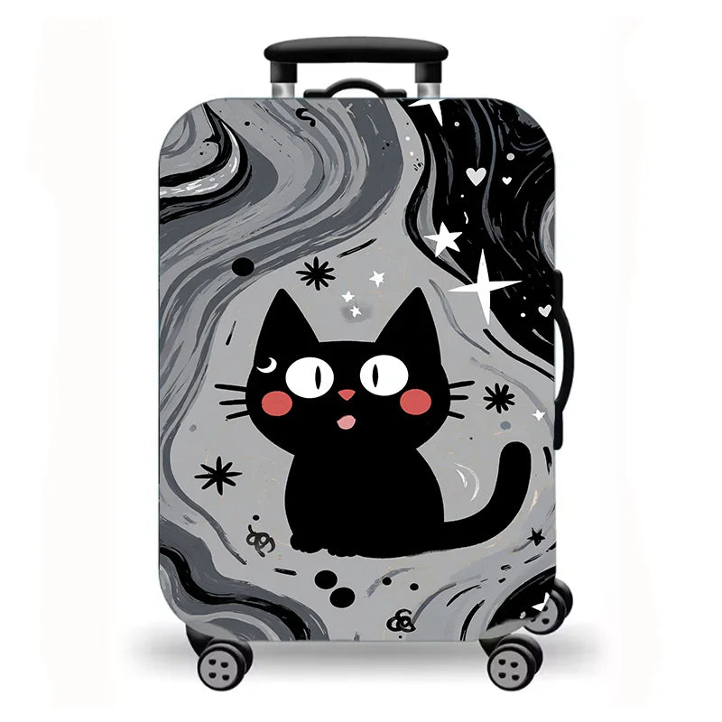 Luggage Cover, Cute Cartoon Cat Kitten Fantasy Print Stretch Suitcase Protector, Washable Anti-Scratch Travel Baggage Cover