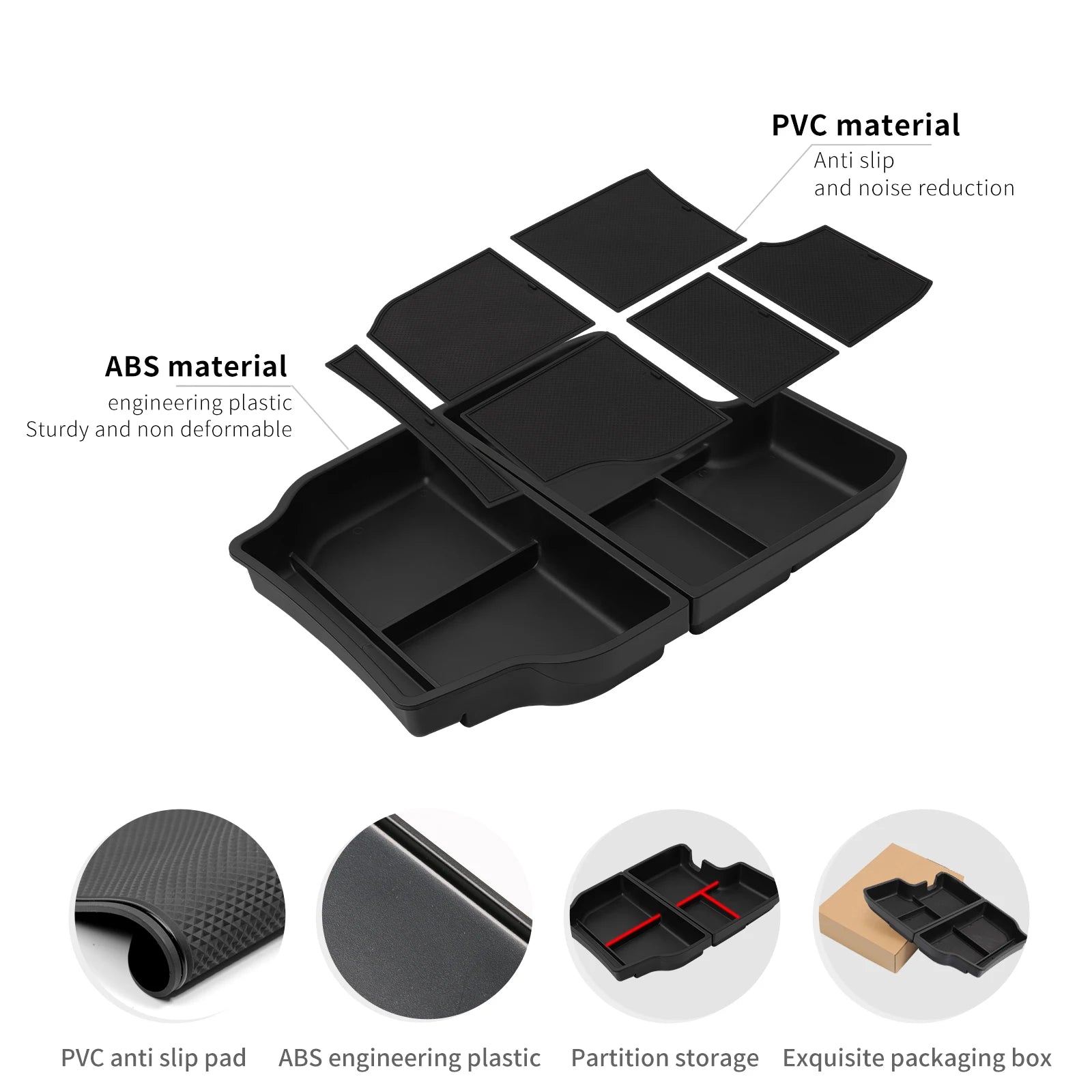 for Toyota Sienna 2024 2025 Center Console Lower Storage Box Car Interior Accessories Storage Tray Organizer Case 2pcs/set
