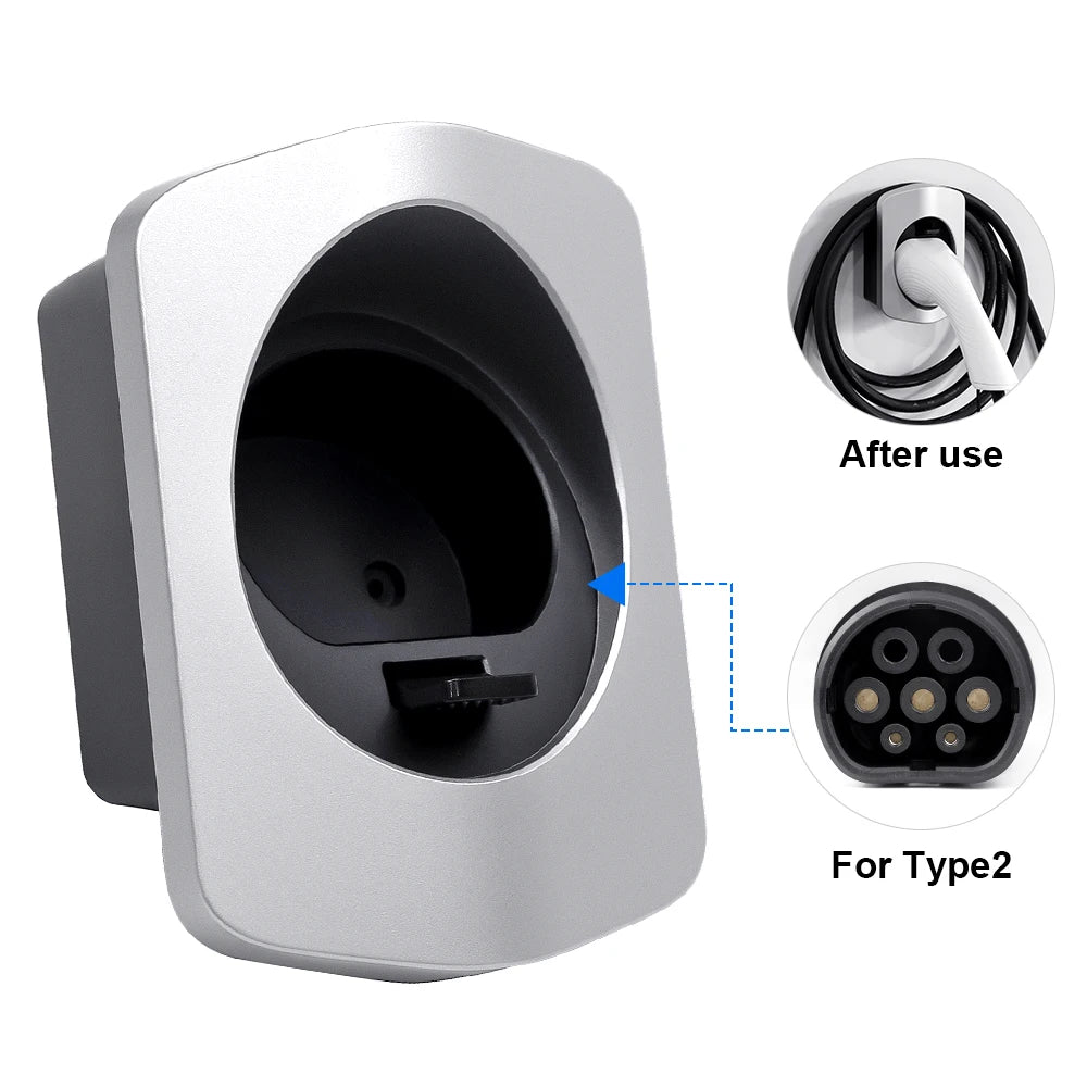 IPENGEN EV Charger Holder For Type 2/Type 1 j1772 Connector Socket Extra Protection Wallbox Electric Car Charging Cable Bracket