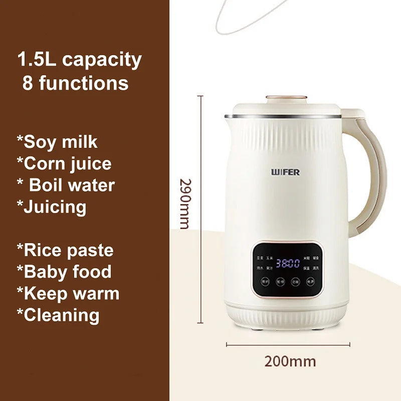 1500ml Soy Milk Machine12h Appointment Filter-free Wall Breaking Machine Mixer Home Electric Juicer Multifunctional Food Process
