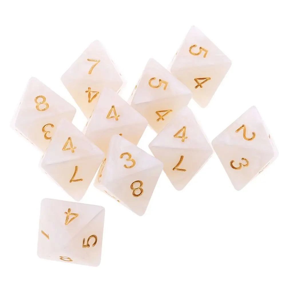 10Pcs/set D8 16mm Digital Dice Set 8 Sided Acrylic Table Game Opaque Polyhedral Dices for DND Dice Tabletop Role-Playing Game
