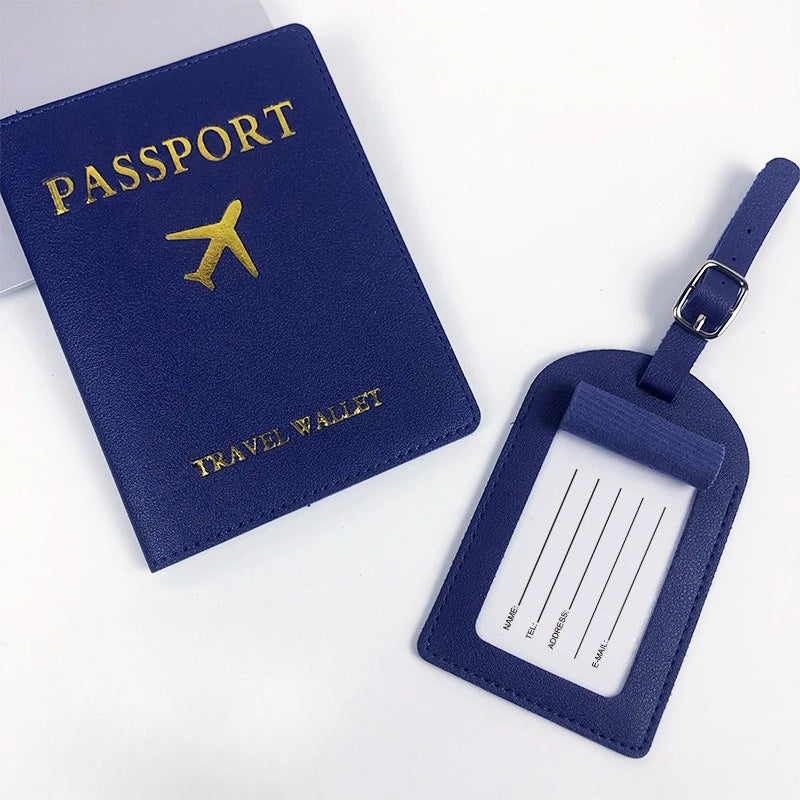 PU Leather Business Luggage Tag Suitcase Address Label Luggage Boarding Case Label Name ID Address Clip Travel Accessories