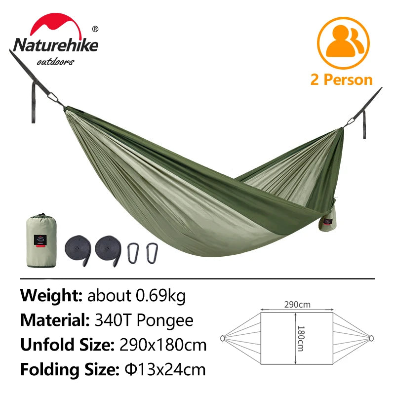 NatureHike Outdoor Ultralight Swing Hammock 1-2 Persons Camping Hunting Hiking Travel Picnic Forest Tree Hammock Anti-Rollover