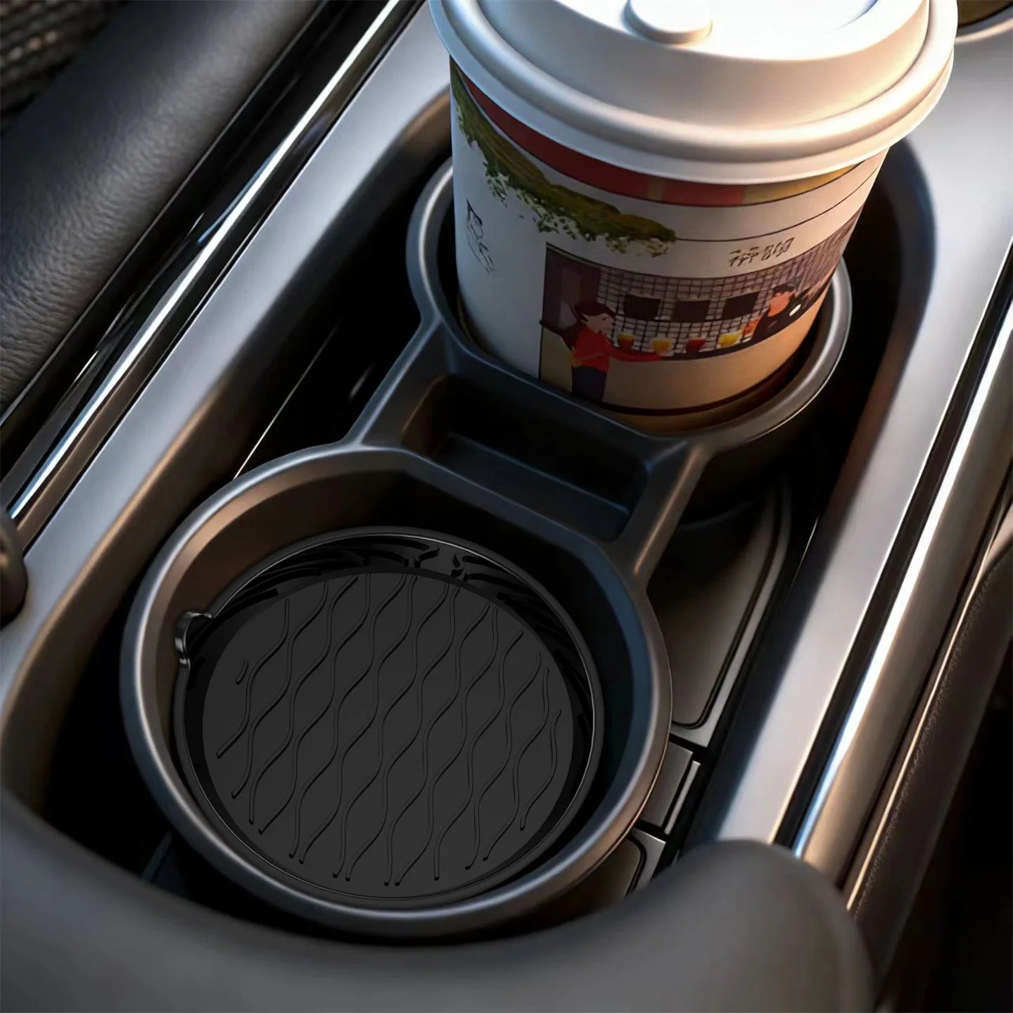 Car Silicone Cup Holder, Universal Round Car Interior Storage Compartment Anti-Slip Mat