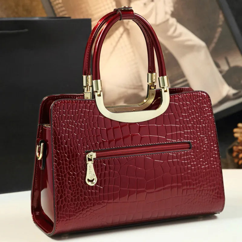 2024 Women Luxury Designer Glossy Leather Evening Handbags Ladies Casual Crossbody Shoulder Bag Fashion Diamond Bow Tie Totes