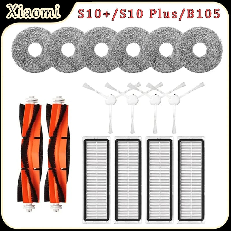 For Xiaomi S10+/S10 Plus B105 Robot Vacuum Accessories Main Brush HEPA Filter Side Brush Mop Cloth Replacement Parts