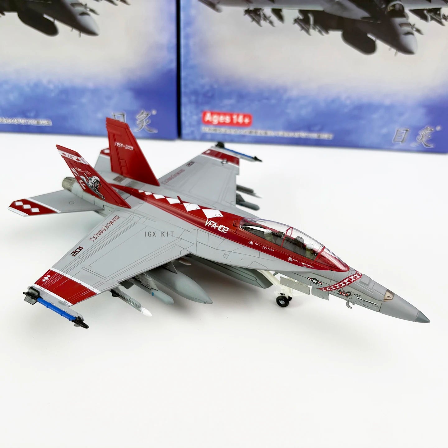 Diecast 1/100 US Military Model F/A-18F Fighter Sidewinder Squadron F18 Alloy Airplane Static Finished Model For Collection