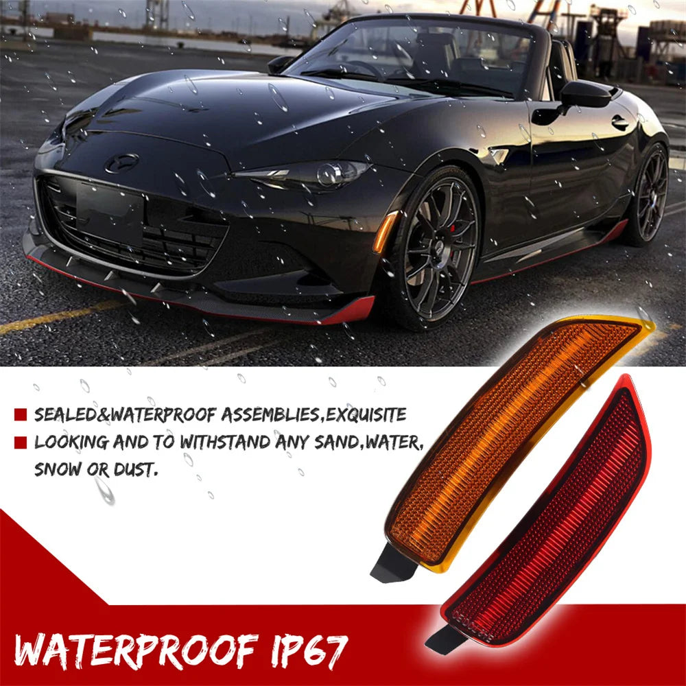 Amber/White/Red LED Front/Rear Side Marker Indicator Lights Turn Signal Light For Mazda MX-5 Miata 2016-2023 Fender Flare Lights