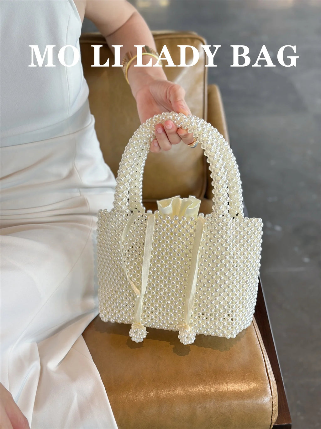 2026 Fairy Pearl Handbag Summer Name Lady Handwoven Beaded Basket Handheld Crossbody Bag Women Open Top Style