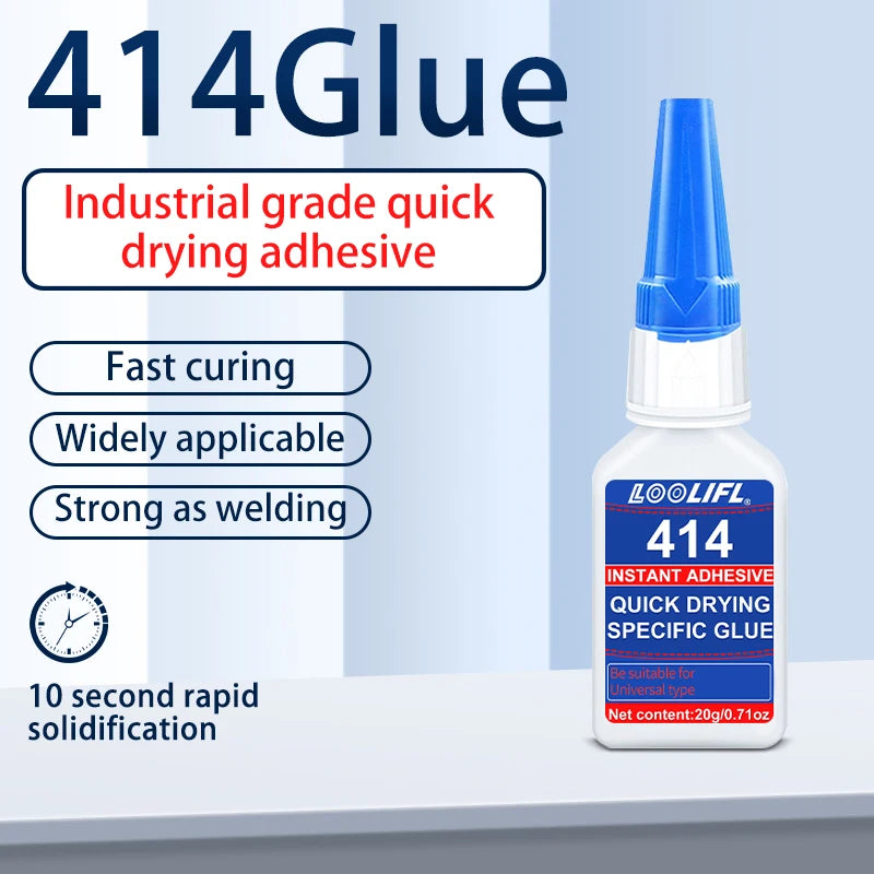 New 414 strong glue, 10 seconds bonding, waterproof, odorless, suitable for plastic, wood, metal, ceramics. Widely used.