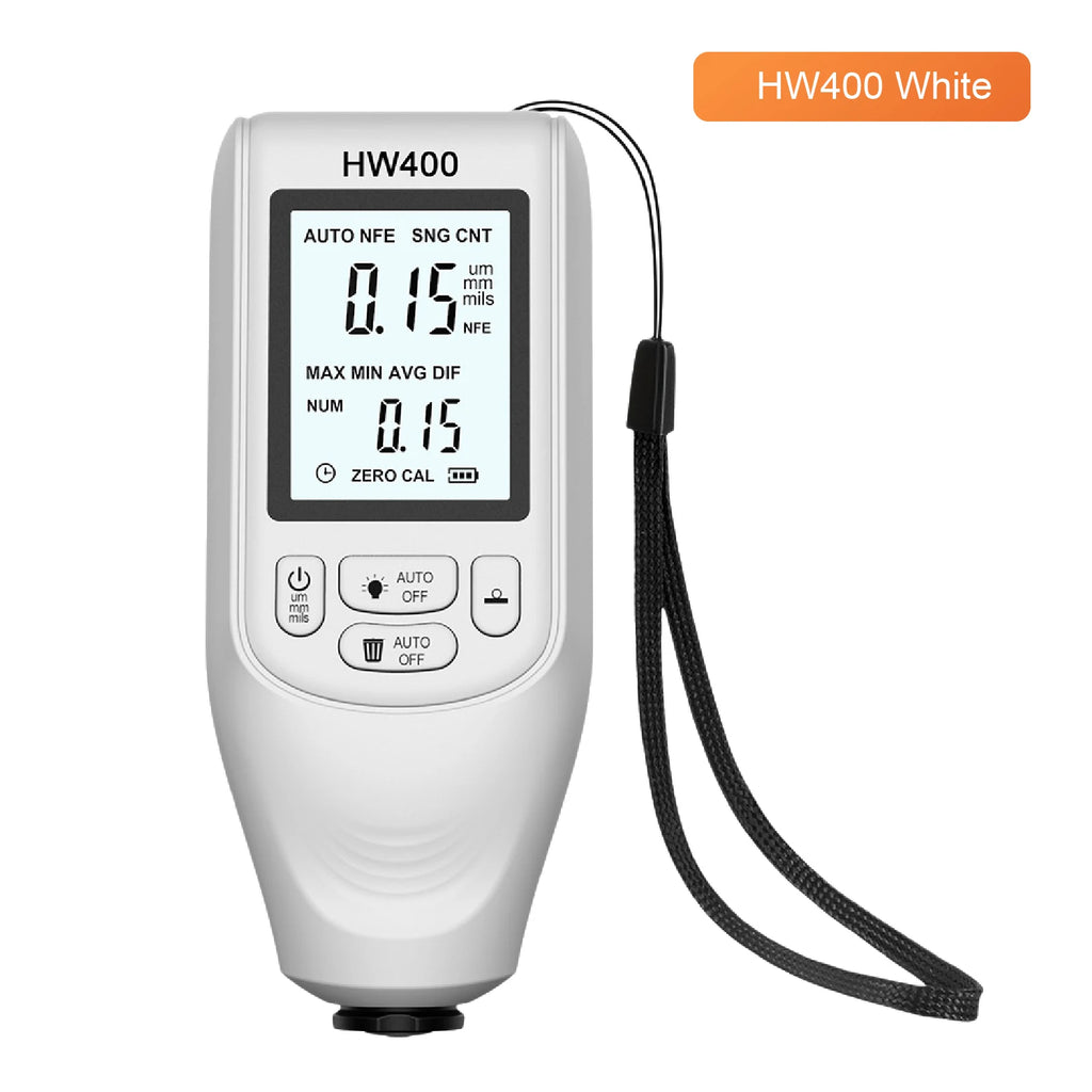 HW400 Handheld Coating Thickness Gauge 0‑2000µm Digital Fe/NFe Paint Film Tester for Car Body Industrial Magnetic Eddy Current