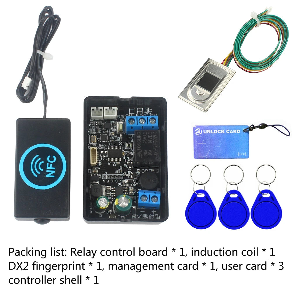 Fingerprint access controller NFC electric lock control relay module IC card induction switch electric bicycle DIY unlock