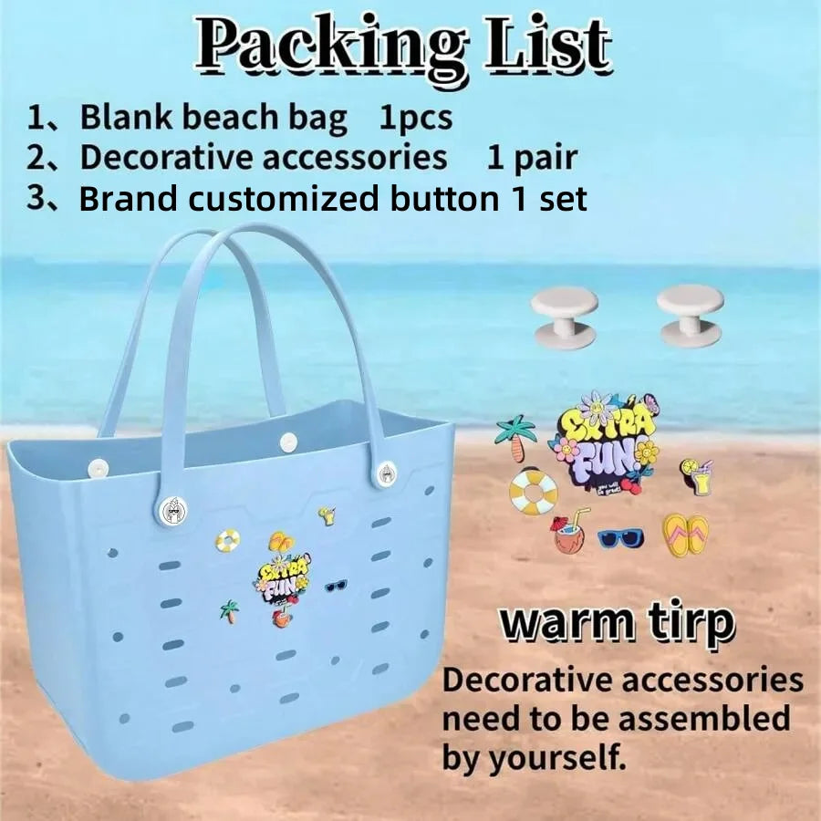 XL Extra Large Beach Bag EVA Rubber Waterproof Beach Travel Picnic Storage Basket Women Shopping Handbag Sac Jelly Tote Bag