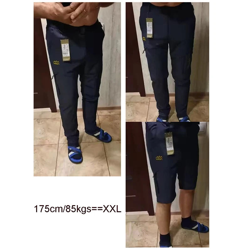 TRVLWEGO Men's Camping Hiking Pants Trekking High Stretch Summer Thin Waterproof Quick Dry UV-Proof Outdoor Travel Trousers