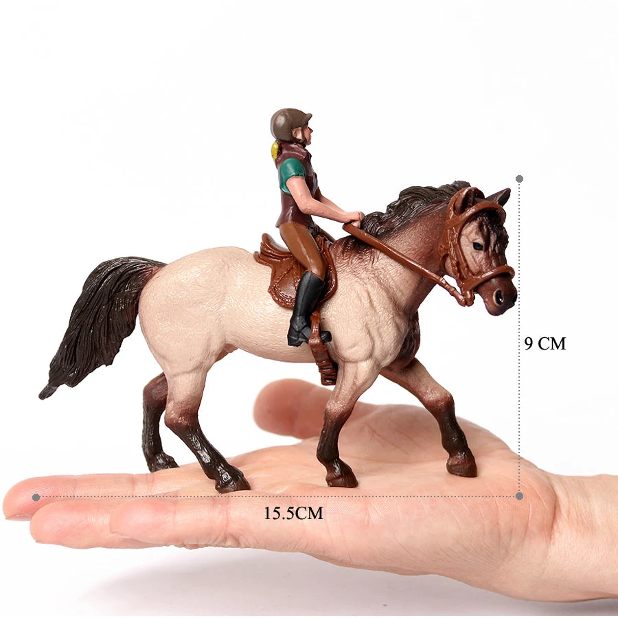 Realistic Equestrian Rider Horse with Saddle and Bridle Riding Playset Model Figures Decoration Educational Toys for Kids