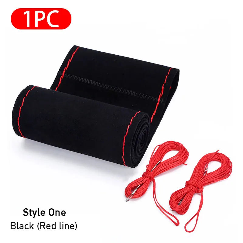 Premium Fur Steering Wheel Cover Universal Car Steering Wheel Braid Cover with Needles and Thread Anti Slip Interior Protector