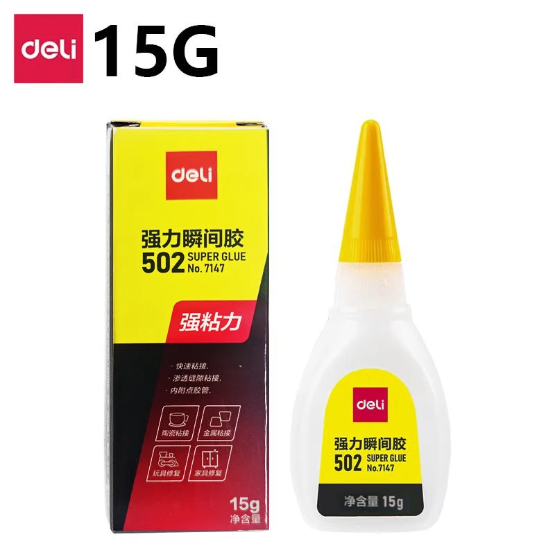 Deli 502 Super Glue Professional Strong Fast Instant Adhesive Cyanoacrylate Hardware Metal Cars Wood Craft Hobby Seconds Bond