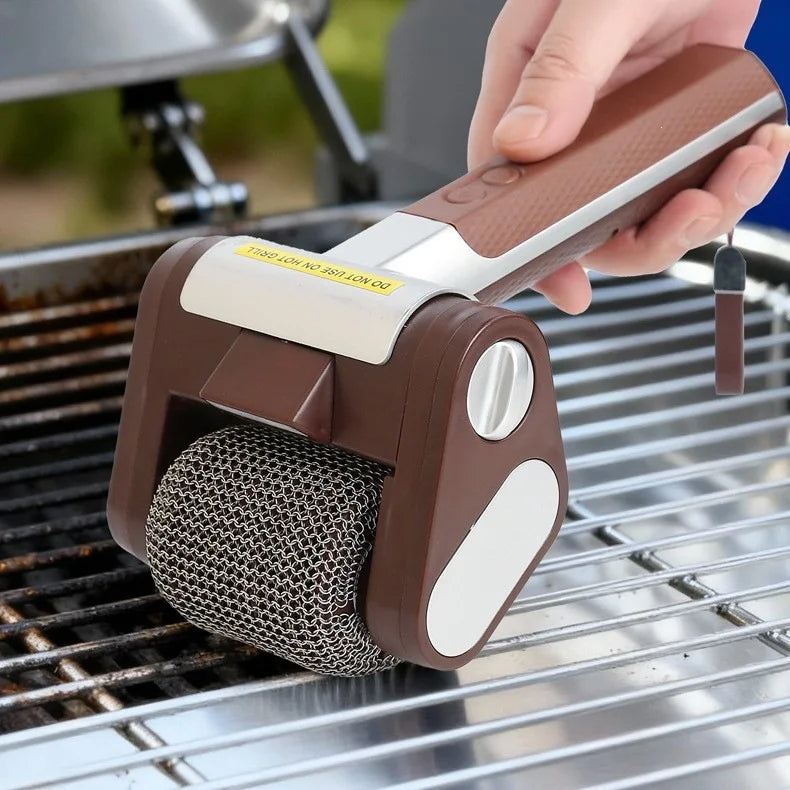 Electric Stainless Steel Roller Bbq Grill Cleaner Brush Rechargeable Washable Portable