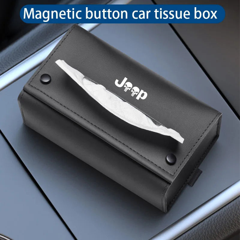Car armrest box magnetic tissue box seat back napkin box for Jeep Grand Cherokee Wrangler 4xe Rubicon Commander Compass Patriot