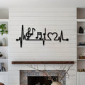 Electrocardiogram Music Metal Wall Art, Heart Rhythm Love Design for Music Lovers Home Deco