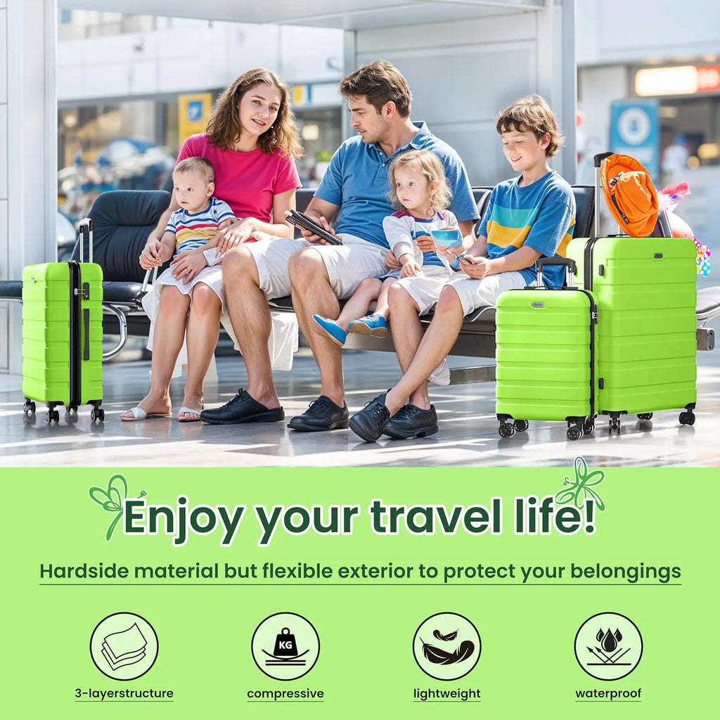 3 Piece PC ABS Hardshell Luggage Set Lightweight Travel Suitcases 4 Double Spinner Wheels TSA Lock, Customized