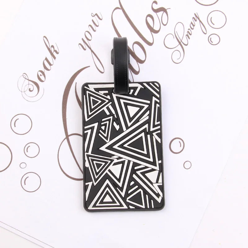 Puzzle Striped Printed Luggage Tag PVC Soft Silicone Card Holder Cartoon Boarding Pass Aircraft Luggage Tags Suitcase Label