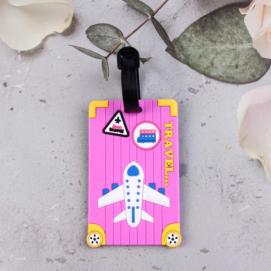 Soft PVC Luggage Tags Plane Pattern Cute Luggage Tag Creative Suitcase Tag Cartoon Boarding Passes Airplane Travel Accessories