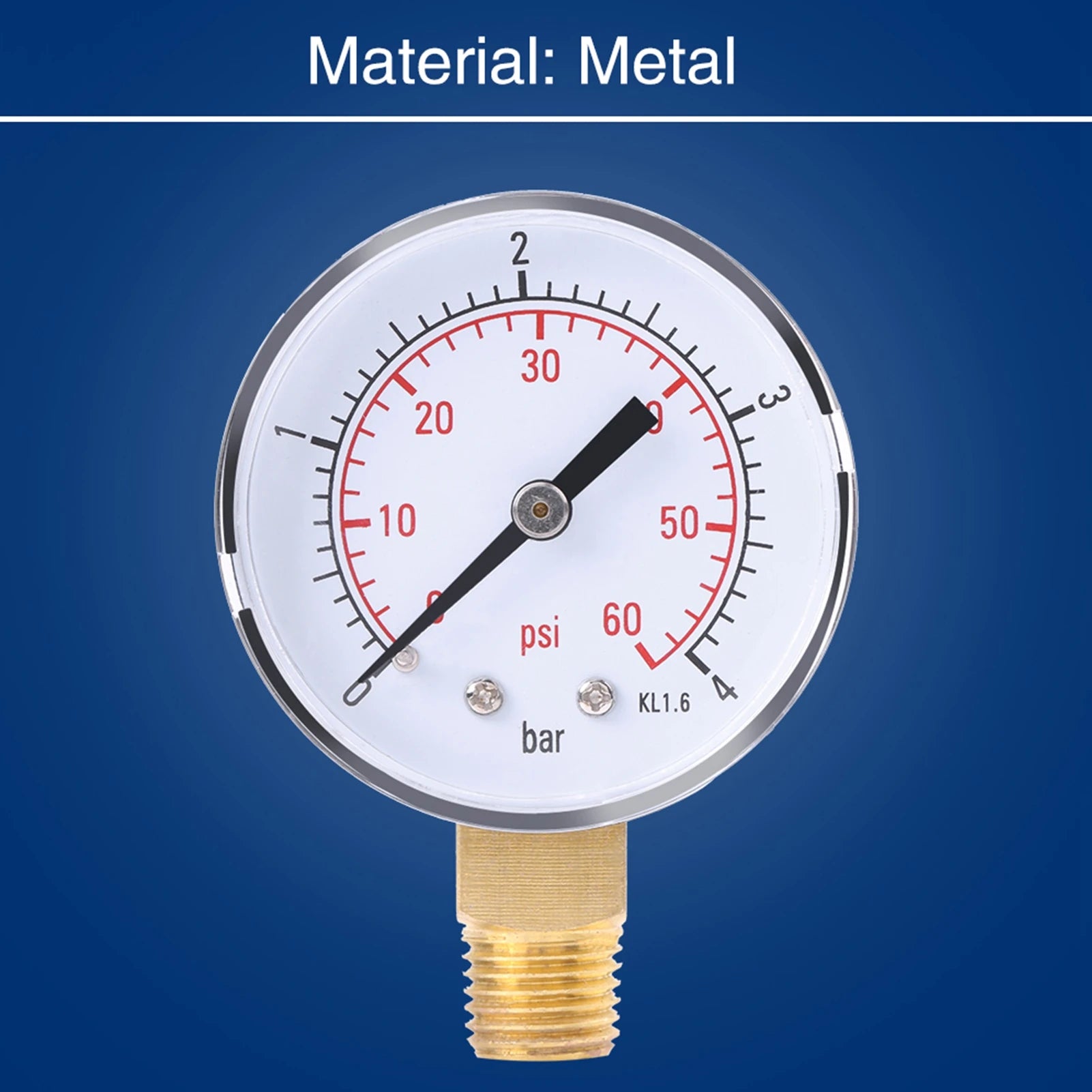 Water Pressure Meter Mini Pressure Gauge For Fuel Air Oil Or Water 0-4bar / 0-60psi NPT Oil Pressure Gauge Pressure Gauge