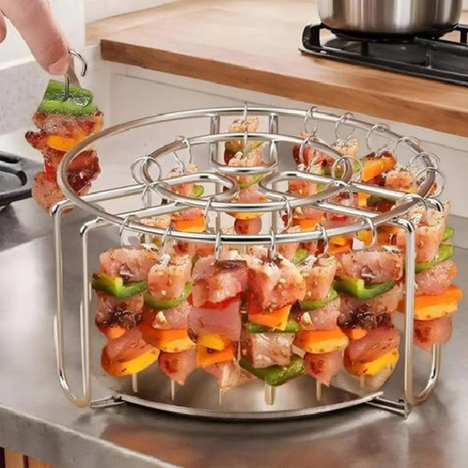Air Fryer Skewer Rack 49 Vertical Stainless Steel Heat Resistant Grill Broiler Kabob Stand Home Campfire Beef Chicken Fish Meat