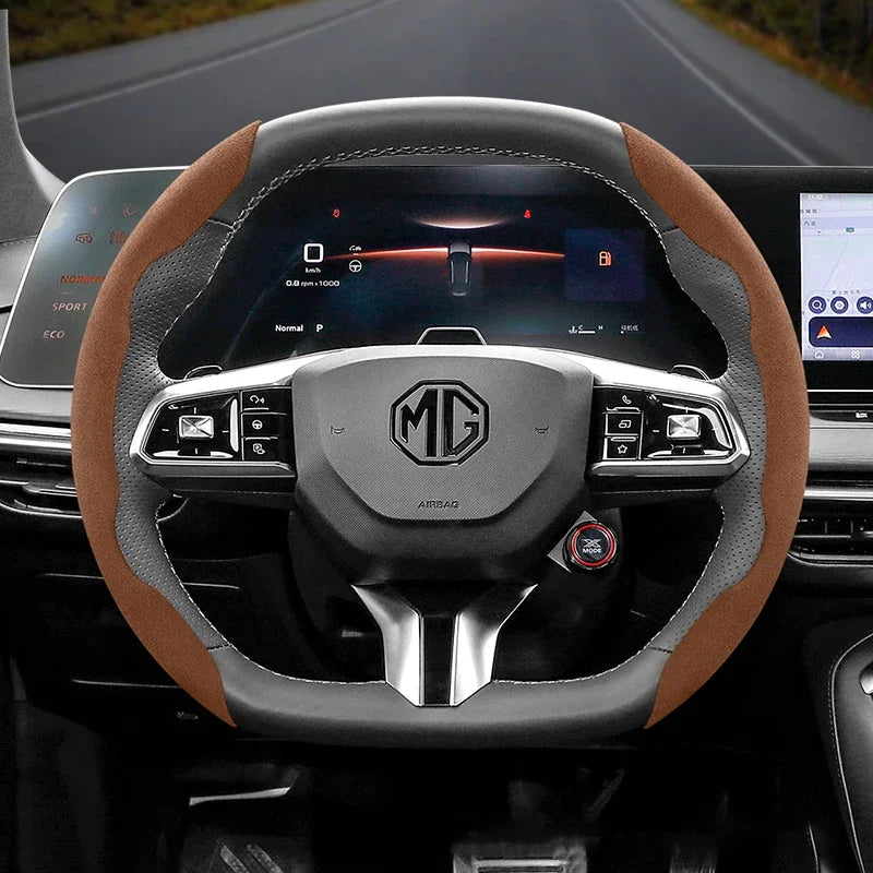 Suitable for Mg Non-Slip Buckle Segmented Suede Steering Wheel Cover Suitable for Zs Mg3 Hybrid Luxury 2025 One Mg4 Mulan Hs 5 6