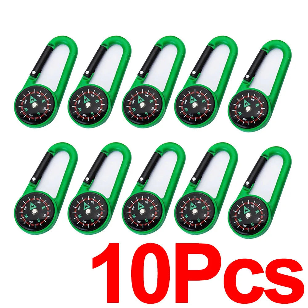 Outdoor Compass Carabiner Mini Camping Keychain Mountaineering Hiking Backpack Buckle with Compass Survival Children Gifts