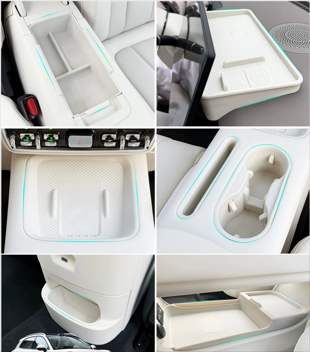 For ORA 5 2026 GWM Car Central Control Button Silicone Pad Armrest Box Cover Water Cup Slot Interior Accessories Set White Grey