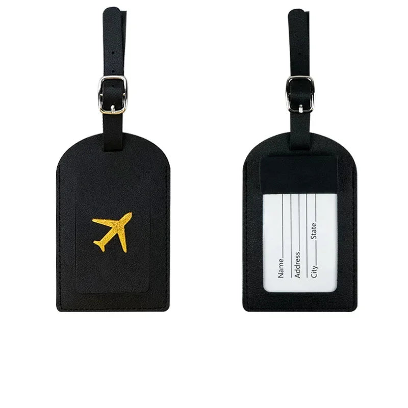 1PC PU Leather Luggage Tag Women Men Flight Holiday Travel Accessories Suitcase Tags Name ID Address Lable Bag Tags for Luggage