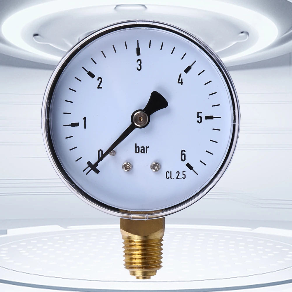 6 Bar Manometer 1/4 NPT Air Compressor High Strength Pressure Gauge 2.3 Face for Air Water Oil Gas Measurement