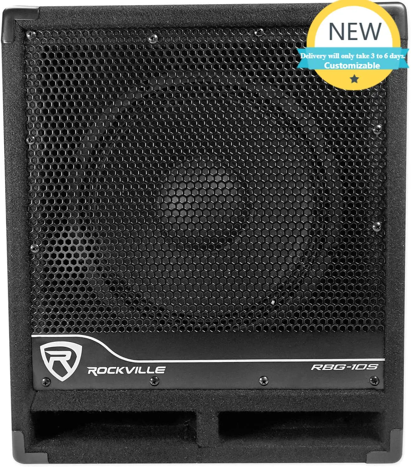 RBG10S Powered PA Subwoofer, Compact, 10", 1200W, Deep Bass, Variable Crossover, Built-in Limiter, Perfect for DJ, House Parties