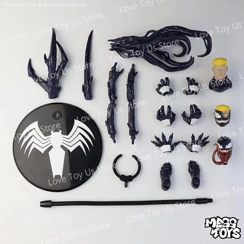 NEW Mess Toys Venom Lethal Neighbor Spider Man Symbiotic Black Suit Messtoys Spiderman Anime Action Figure Model Doll Gifts Toys