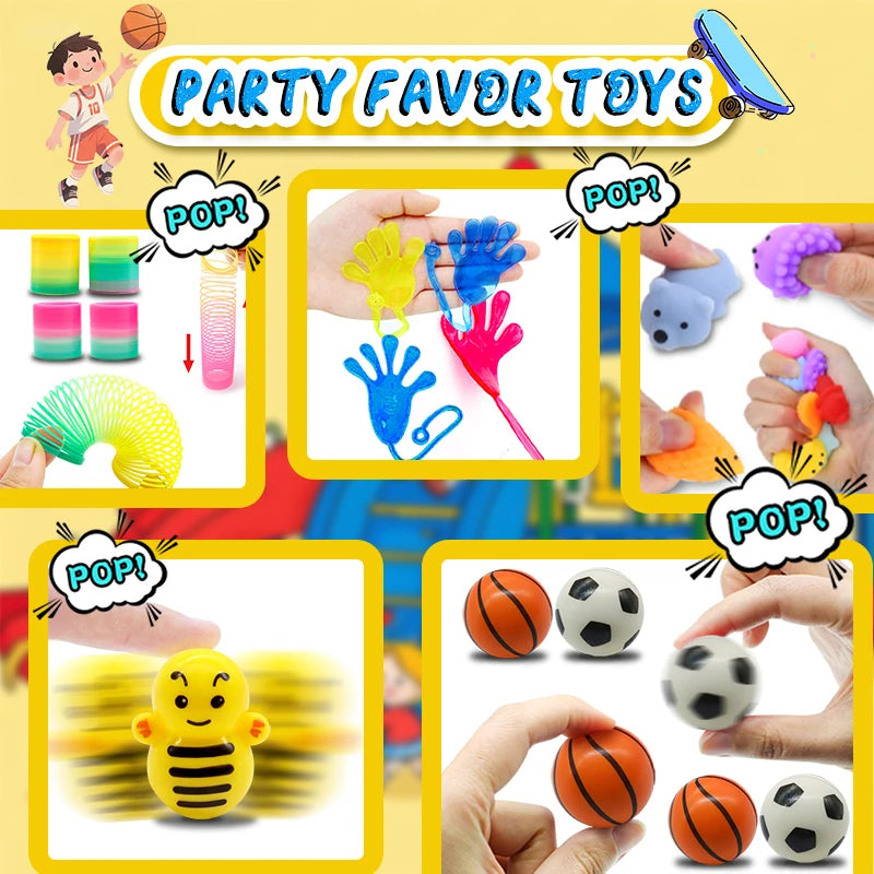 102pcs Kids Birthday Pinata Toys with Snap Bracelets Push Bubble Fidget Toy Carnival Prize Fun Gifts for Children