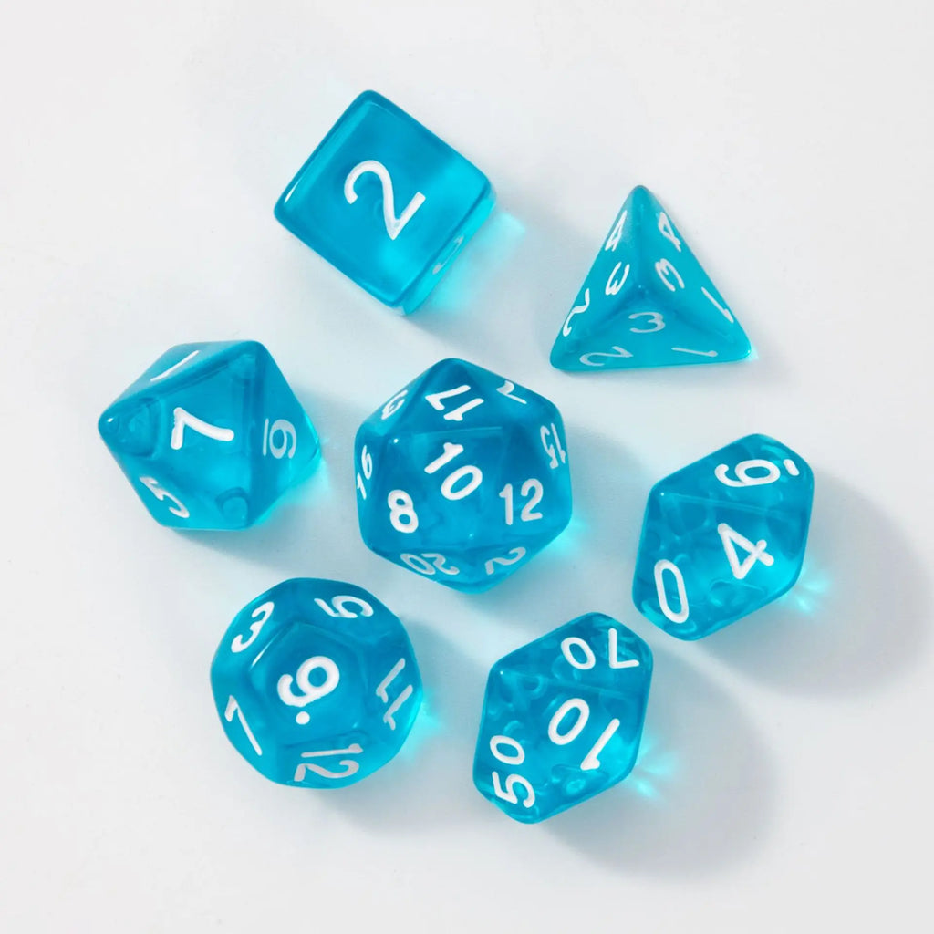 7Pcs/set Transparent Dice Polyhedral Dice Set for Dnd Tpg Trpg Cthulhu D20 D12 D10 D8 D6 D4 Table Board Games Number Dice Kit