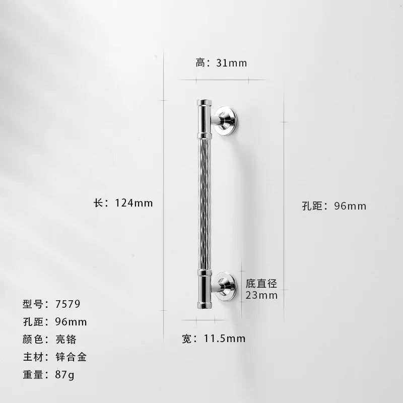 Bright Chrome Silver Wardrobe Door Handle Modern Minimalist Zinc-Alloy Pull for Cabinet Shoe Cabinet  Drawer Furniture Hardware