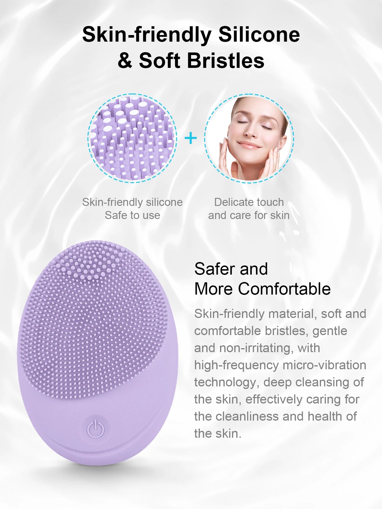 Electric Soft Silicone Cleansing Brush, Sonic Vibration for Deep Cleaning, Gentle Exfoliation